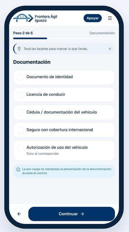 Captura de la demo: precargás desde el celular