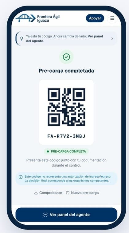 Captura de la demo: llegás con tu qr